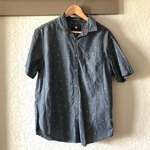 Denim and flower short sleeve button down
